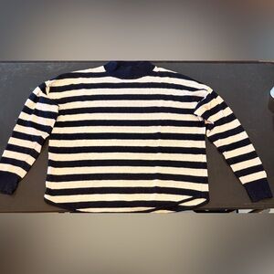 Madewell Striped Turtleneck Sweater in Black and Cream